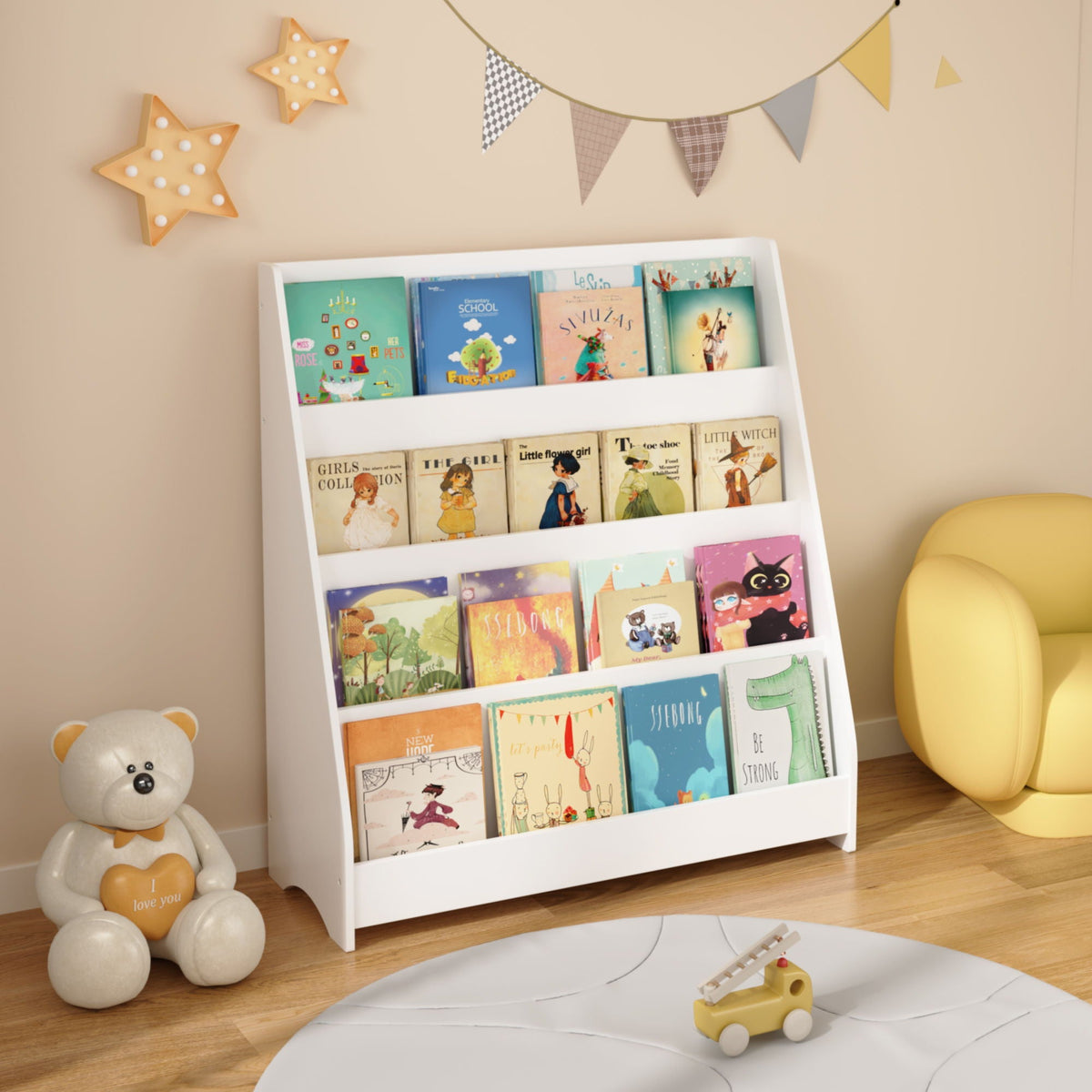 4 Tier Bookshelf, Toddler Book Display Shelves