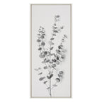 Sylvie Eucalyptus Botanical I Gray and Soft White Framed Canvas by The Creative Bunch Studio