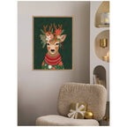 Sylvie Beaded Christmas Deer Framed Canvas by Mia Charro