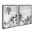 Sylvie Coastal Coconut Palm Tree Beach BW Framed Canvas Set by The Creative Bunch Studio