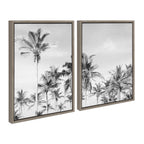 Sylvie Coastal Coconut Palm Tree Beach BW Framed Canvas Set by The Creative Bunch Studio