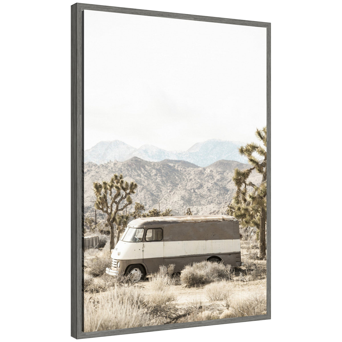 Sylvie Rustic Desert Vintage Van in Joshua Tree Framed Canvas by Saint and Sailor Studios