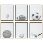 Sylvie Baseball Portrait Framed Canvas, Gray 18x24