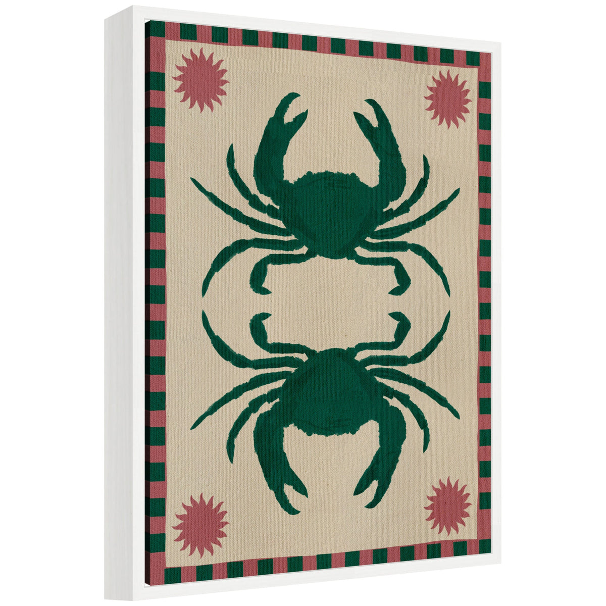 Sylvie Lush Duo 6 Crabs Framed Canvas by Shatha Al Dafai