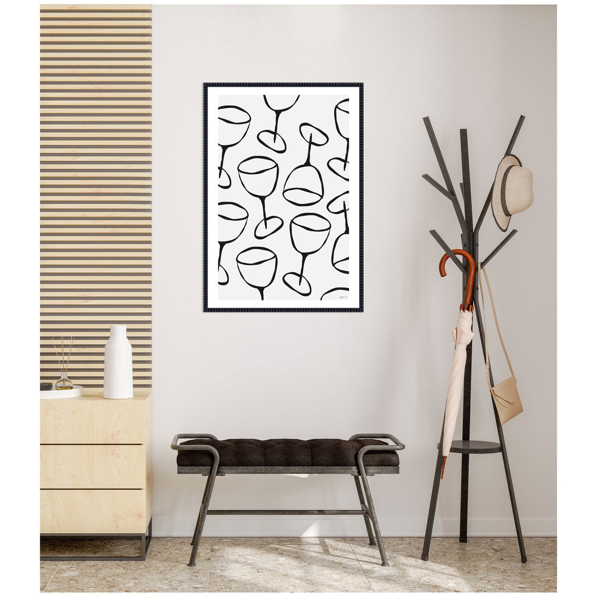 Wine Everywhere by Gabrielly Guedes Framed Canvas Wall Art Print
