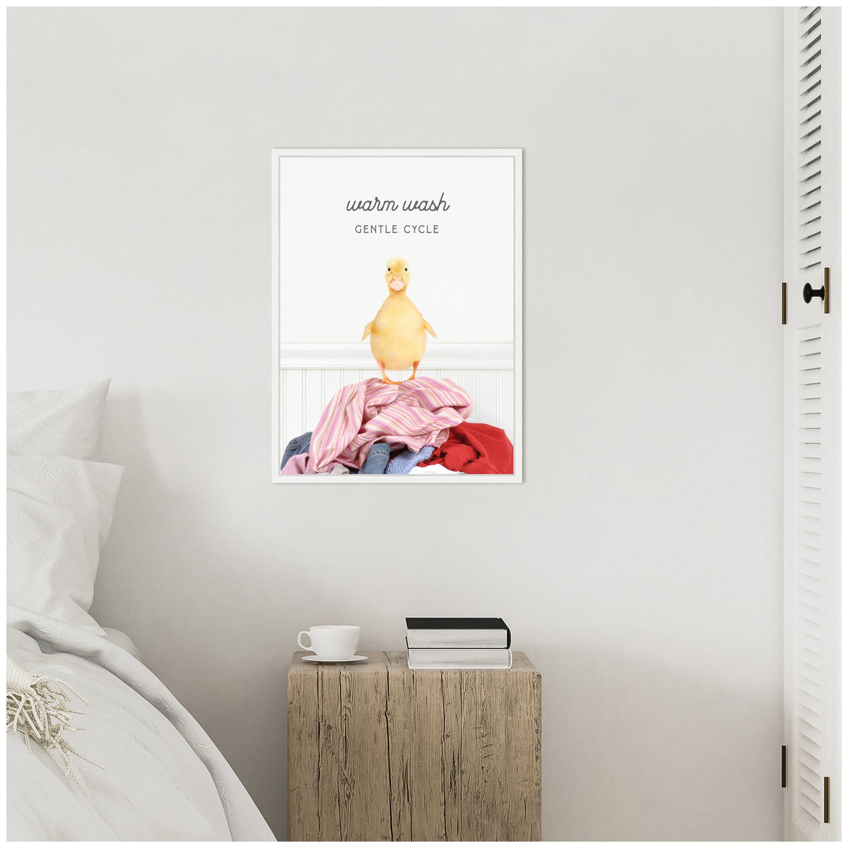 Sylvie Ducky Warm Wash Gentle Cycle Laundry Framed Canvas by Amy Peterson