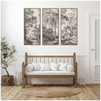 Wooded 1648 Antonie Waterloo Linen Panel 3 Piece Framed Canvas Wall Art Set by Nostalgia Prints