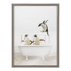 Blake Penguins Bathroom Framed Printed Glass by Amy Peterson Art Studio