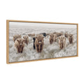Sylvie Herd of Highland Cows Color Framed Canvas by The Creative Bunch Studio