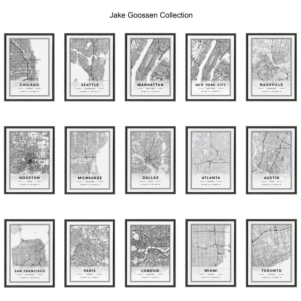 Sylvie Houston Modern Map Framed Canvas by Jake Goossen