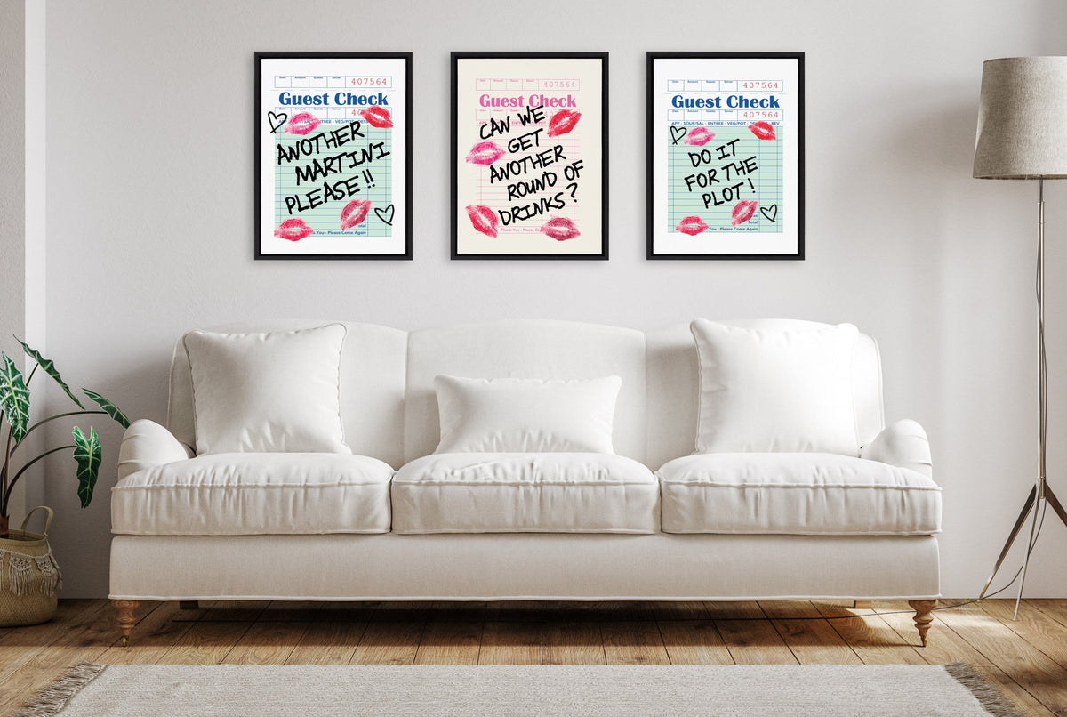 Sylvie Another Martini Guest Check Framed Canvas by Alli Standefer