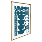Sylvie Modern Circular Pattern Block Print Teal Framed Canvas by Statement Goods