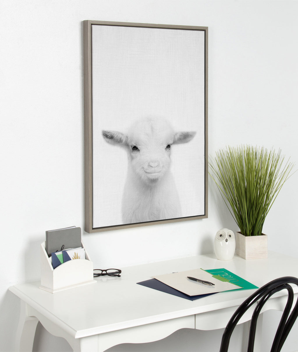 Sylvie Baby Goat Framed Canvas by Simon Te Tai