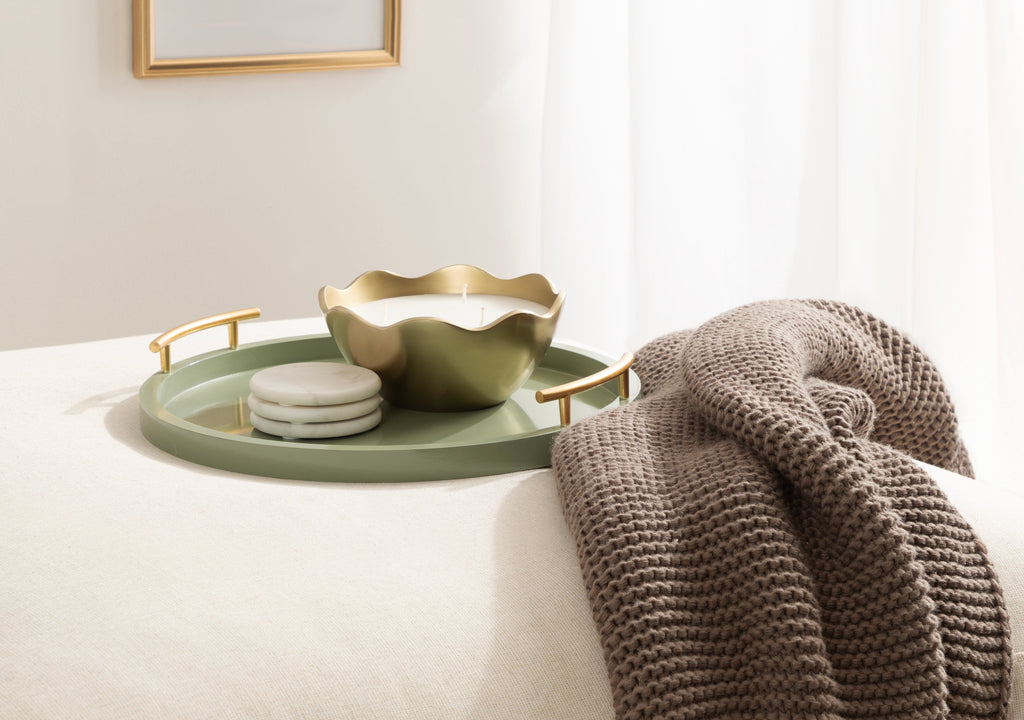 Halsey Wood Round Decorative Tray