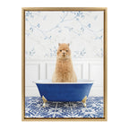 Sylvie Alpaca In Eclectic Blue Bath Framed Canvas by Amy Peterson Art Studio