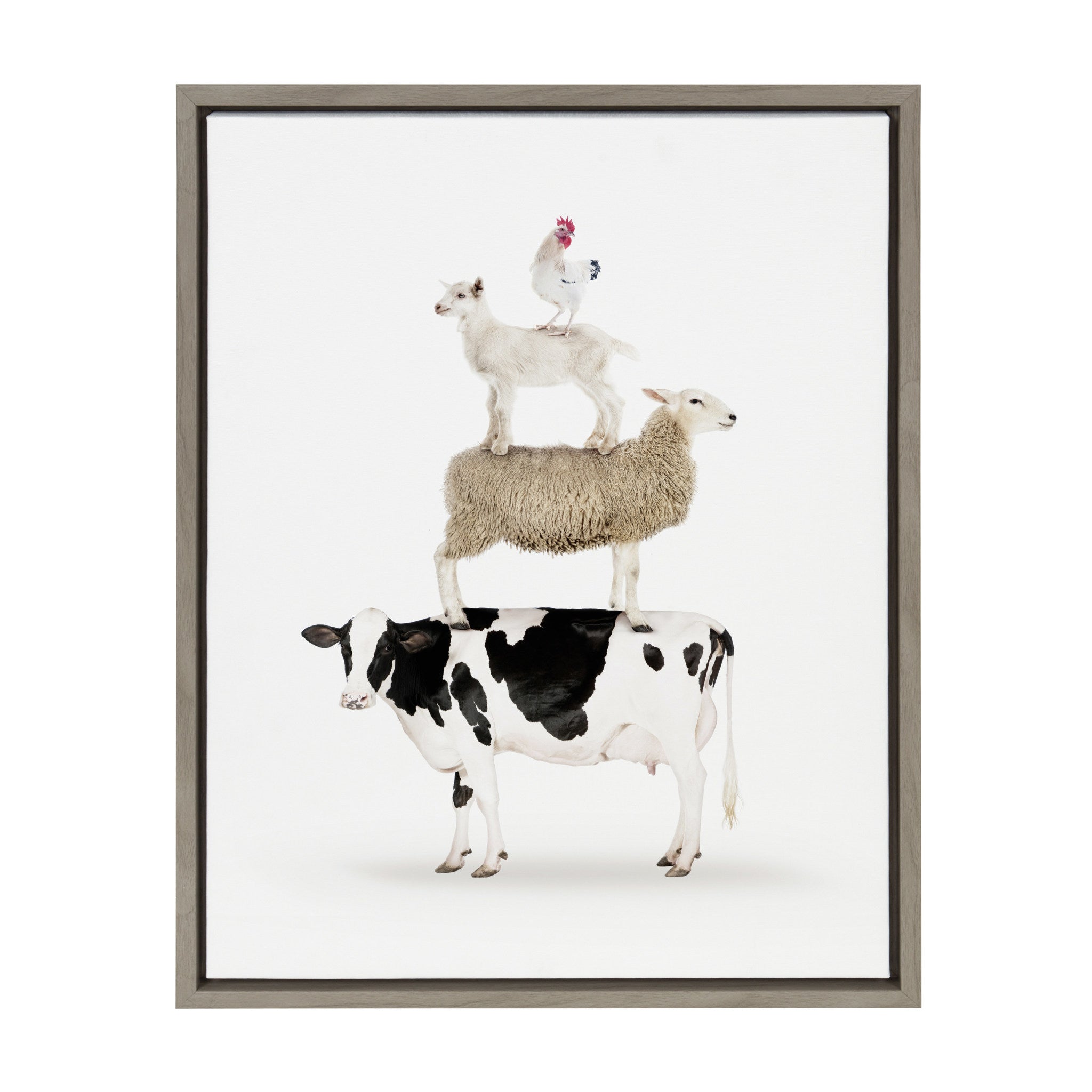 Sylvie Stacked Farm Animals Framed Canvas by Amy Peterson