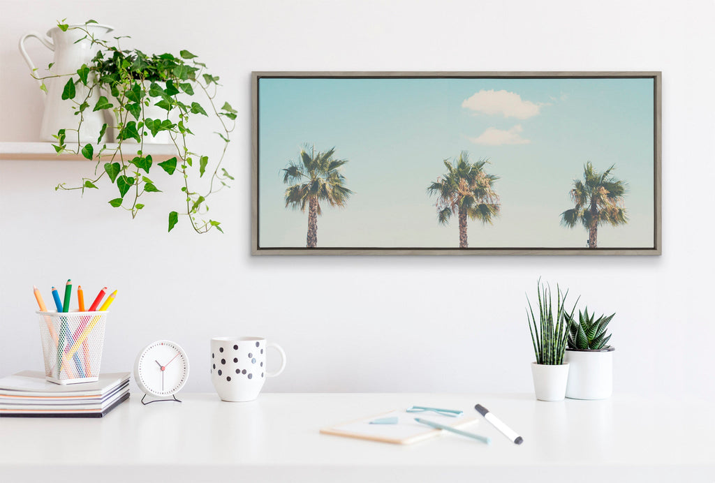 Sylvie A Trio of Palm Trees Framed Canvas by Laura Evans