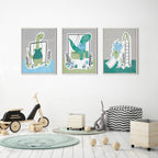 Sylvie Dino at the Park 2 Framed Canvas by Molly Fabiano, White 18x24