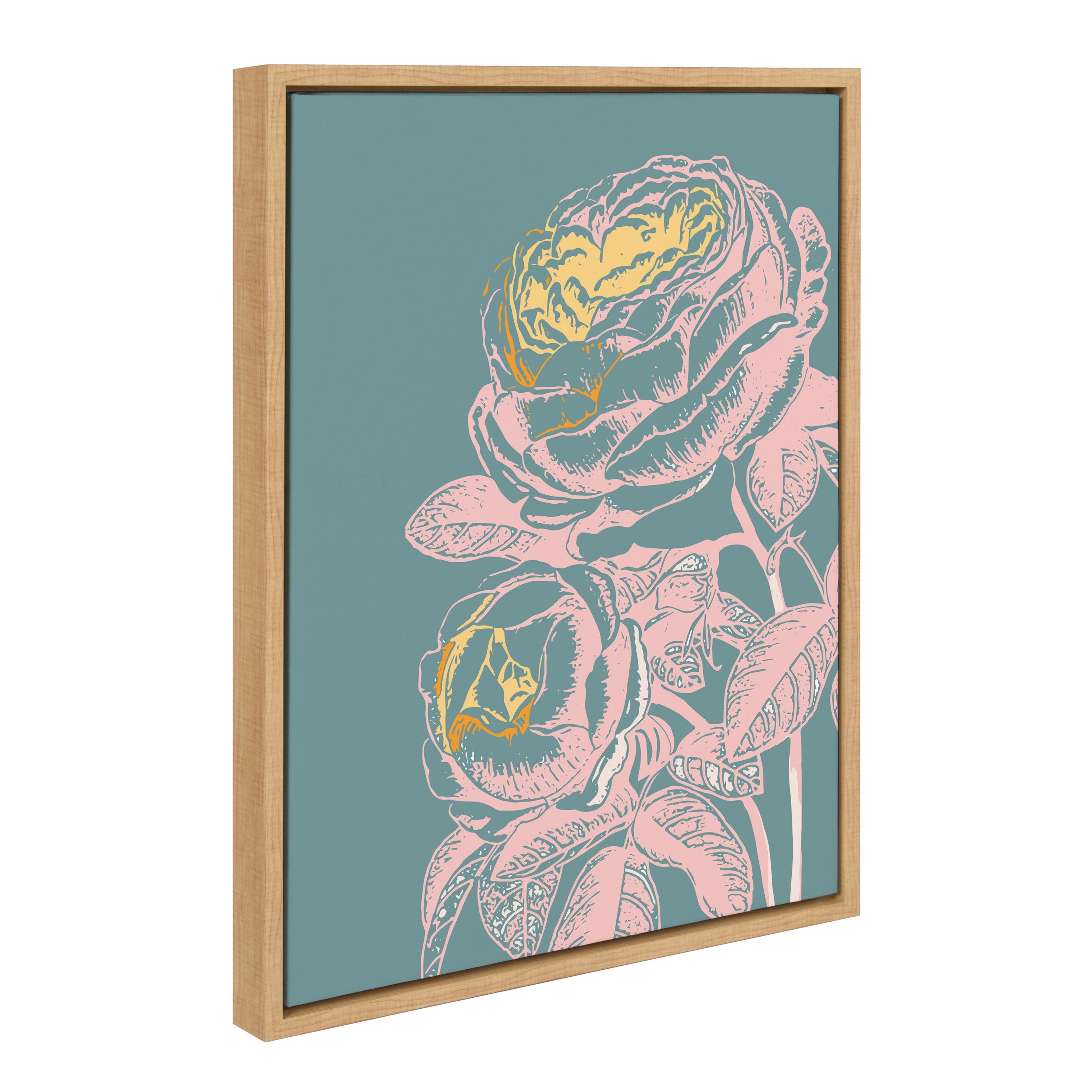 Sylvie Floral in Teal Framed Canvas by Apricot and Birch