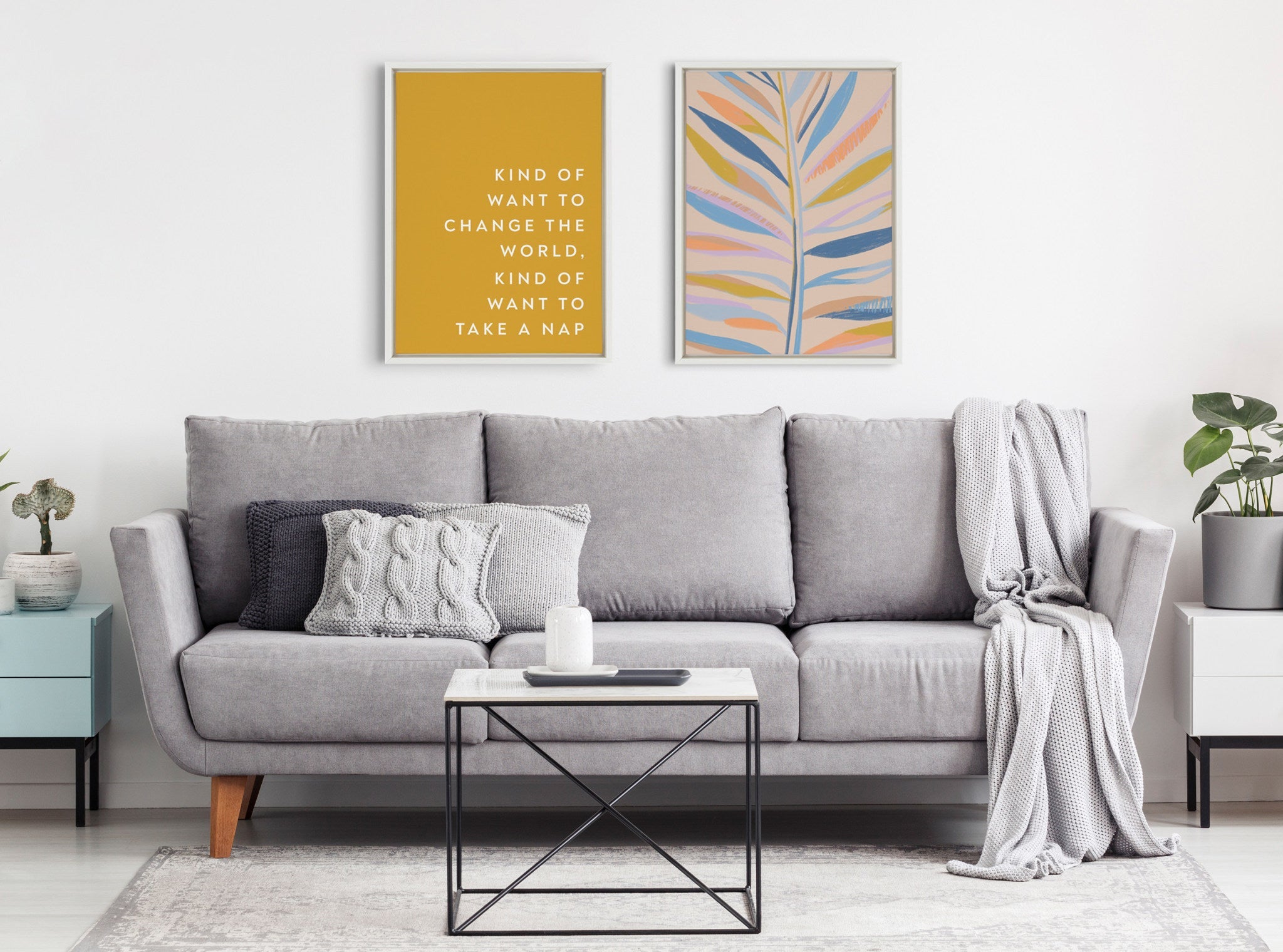 Sylvie Change the World Nap Framed Canvas by Apricot and Birch