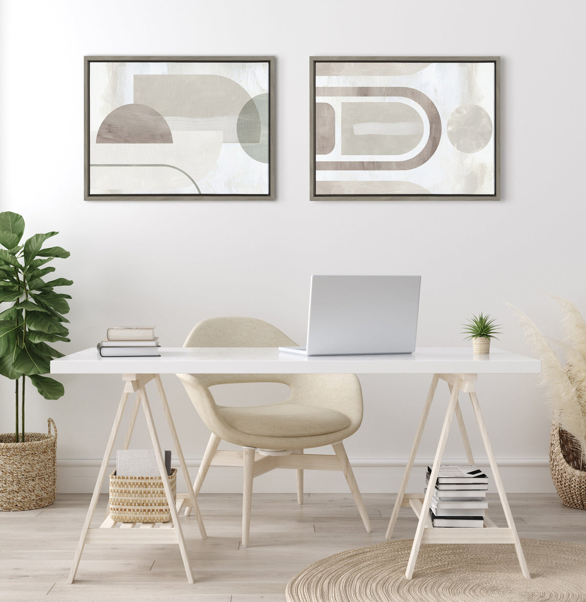 Sylvie Sahara Gray Framed Canvas by Alexander Ginzburg