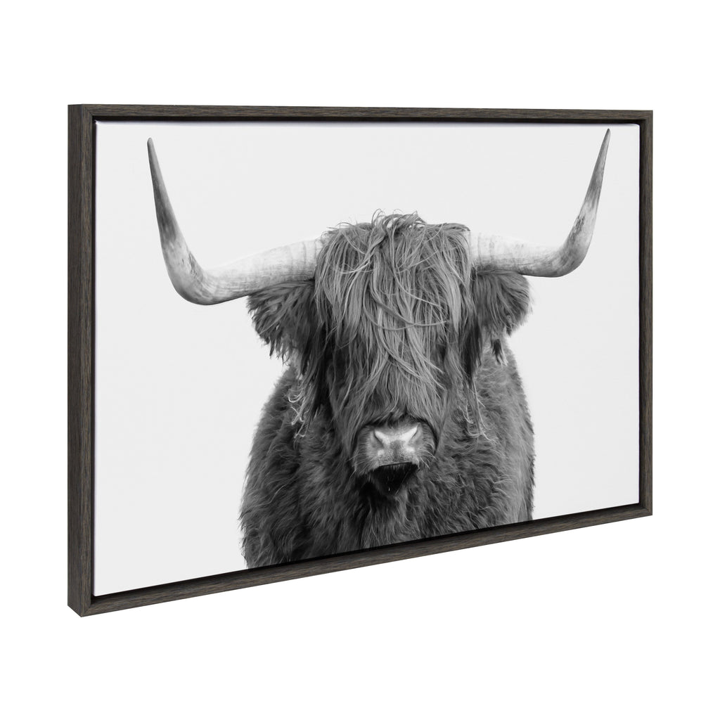 Sylvie Highland Cow Portrait Framed Canvas by Amy Peterson Art Studio