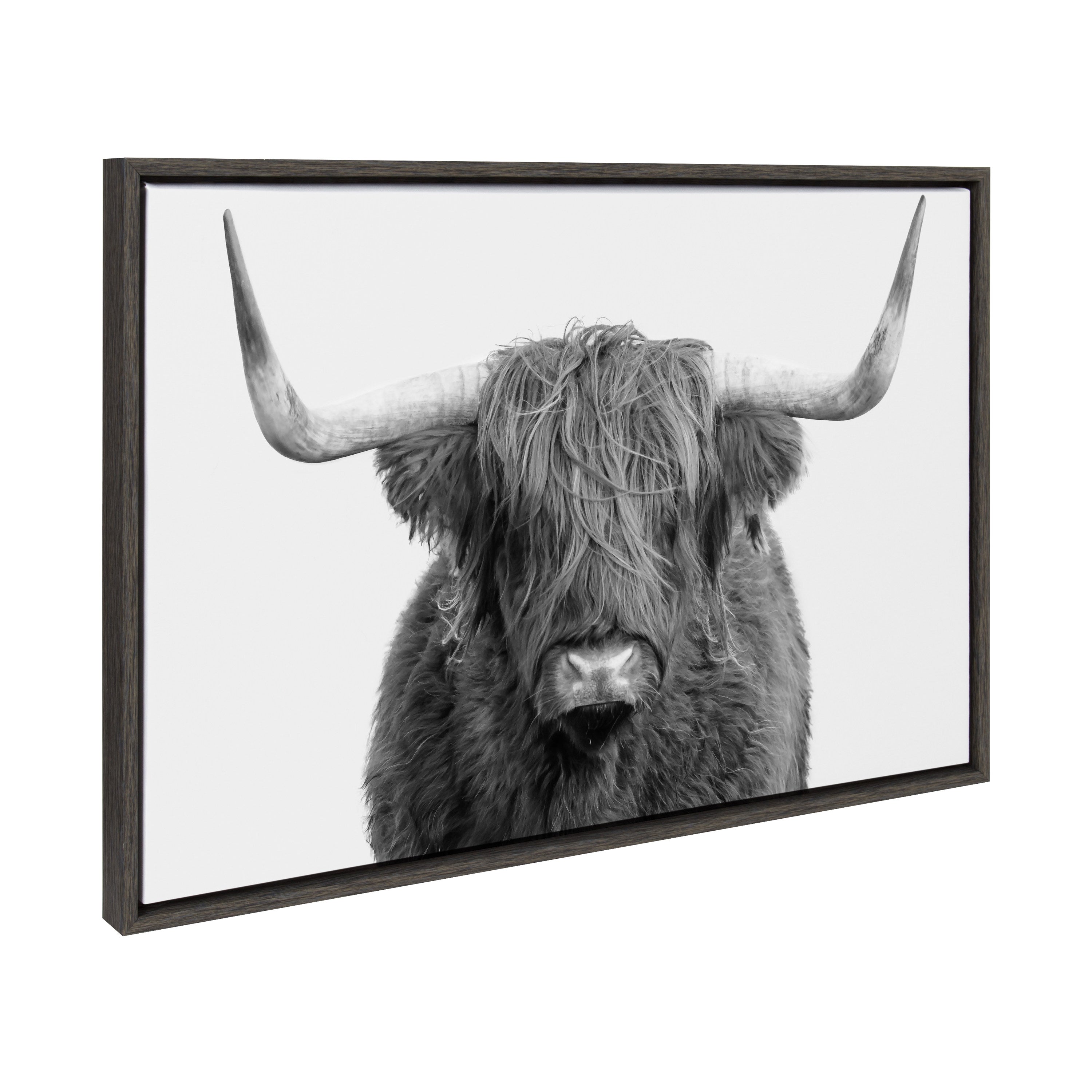 Sylvie Highland Cow Portrait Framed Canvas by Amy Peterson Art Studio