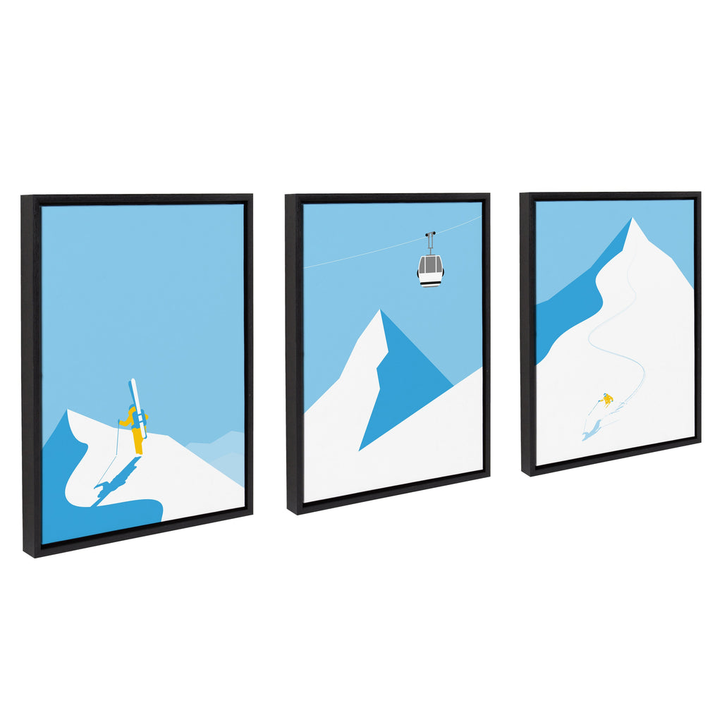 Sylvie Downhill Skier Framed Canvas Art Set By Rocket Jack