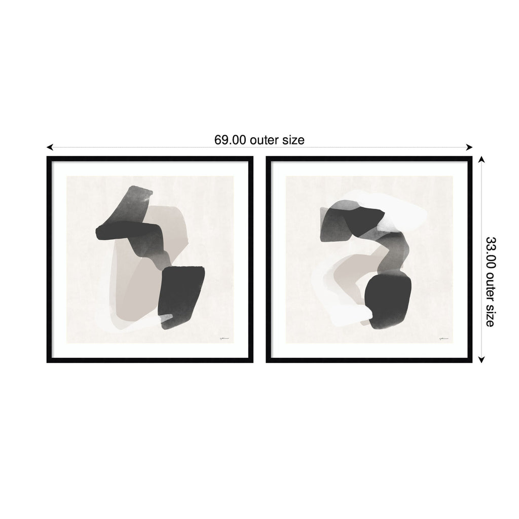 Abstract Neutral 01 & 02 2 Piece Framed Wall Art Print Set by Gabrielly Guedes