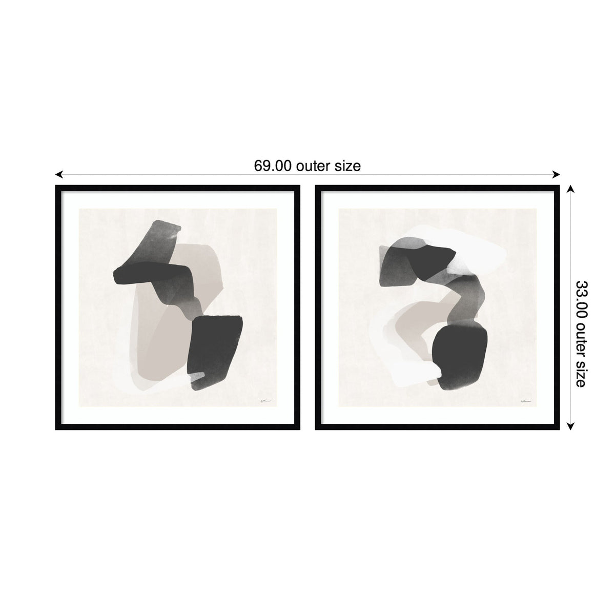 Abstract Neutral 01 & 02 2 Piece Framed Wall Art Print Set by Gabrielly Guedes