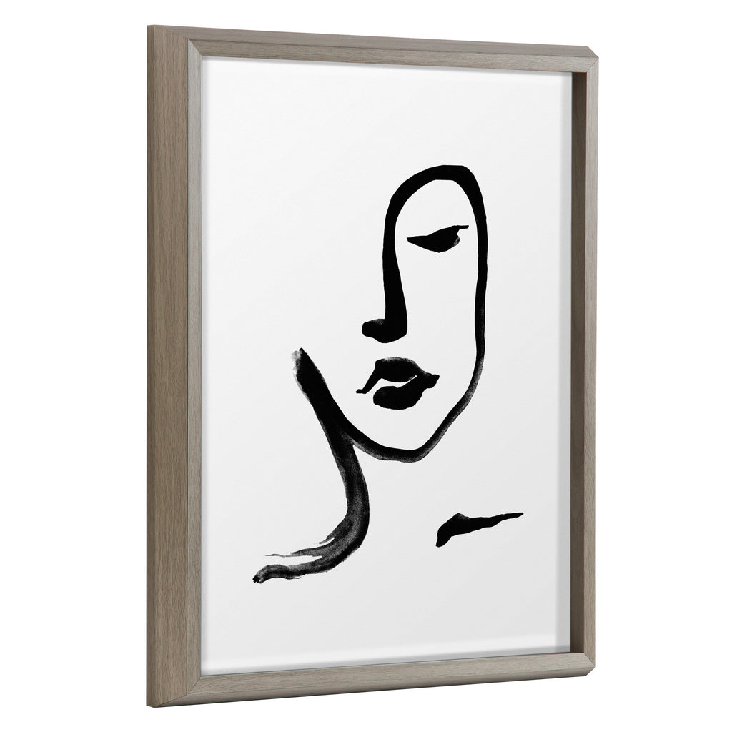 Blake Face Line Print Framed Printed Glass by Viola Kreczmer