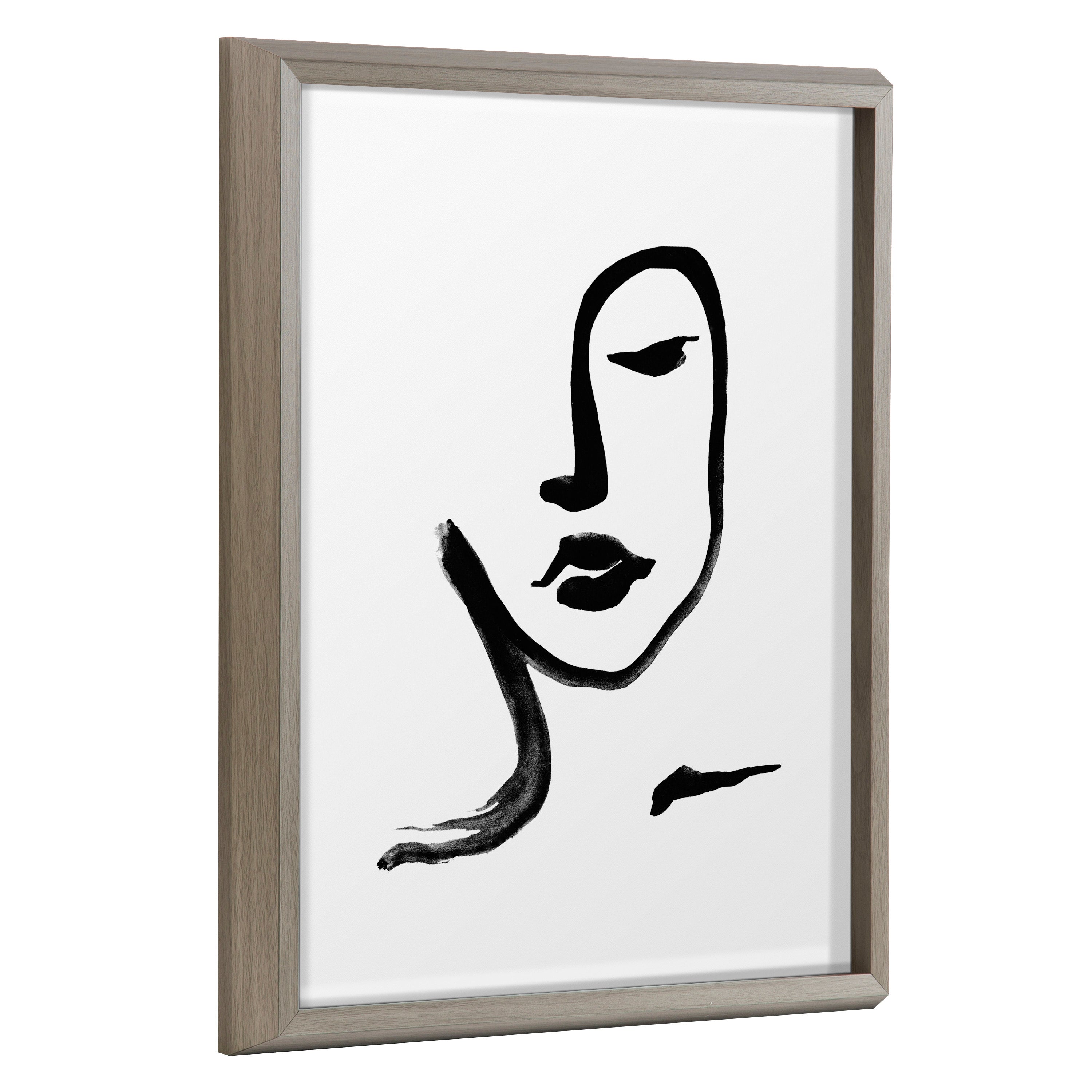 Blake Face Line Print Framed Printed Glass by Viola Kreczmer