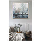Sylvie Framed Canvas Snow Covered Punts on the River Cam by Laura Evans