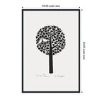 Sylvie Black and White Love Tree Linocut Framed Canvas by Giuliana Lazzerini