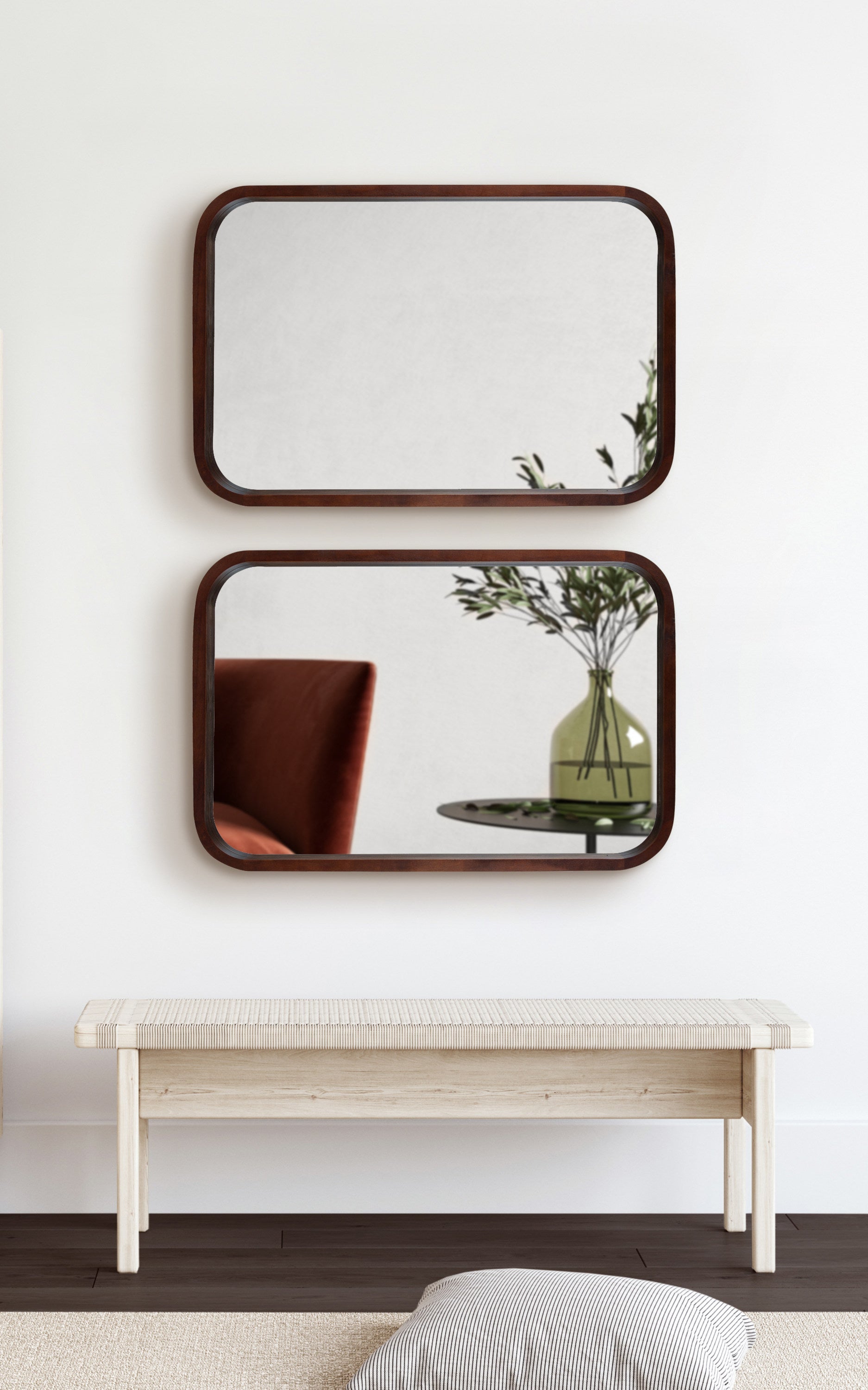Hutton Wood Framed Radius Rectangle Mirror