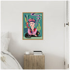Sylvie Frida Kahlo and the Black Cat Framed Canvas by Rachel Lee