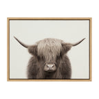 Sylvie Hey Dude Highland Cow Color Framed Canvas by The Creative Bunch Studio