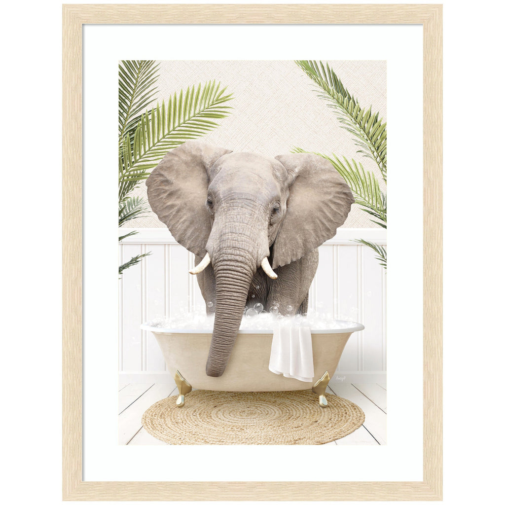 Elephant Front Palm Bathtub by Amy Peterson Framed Wall Art Print