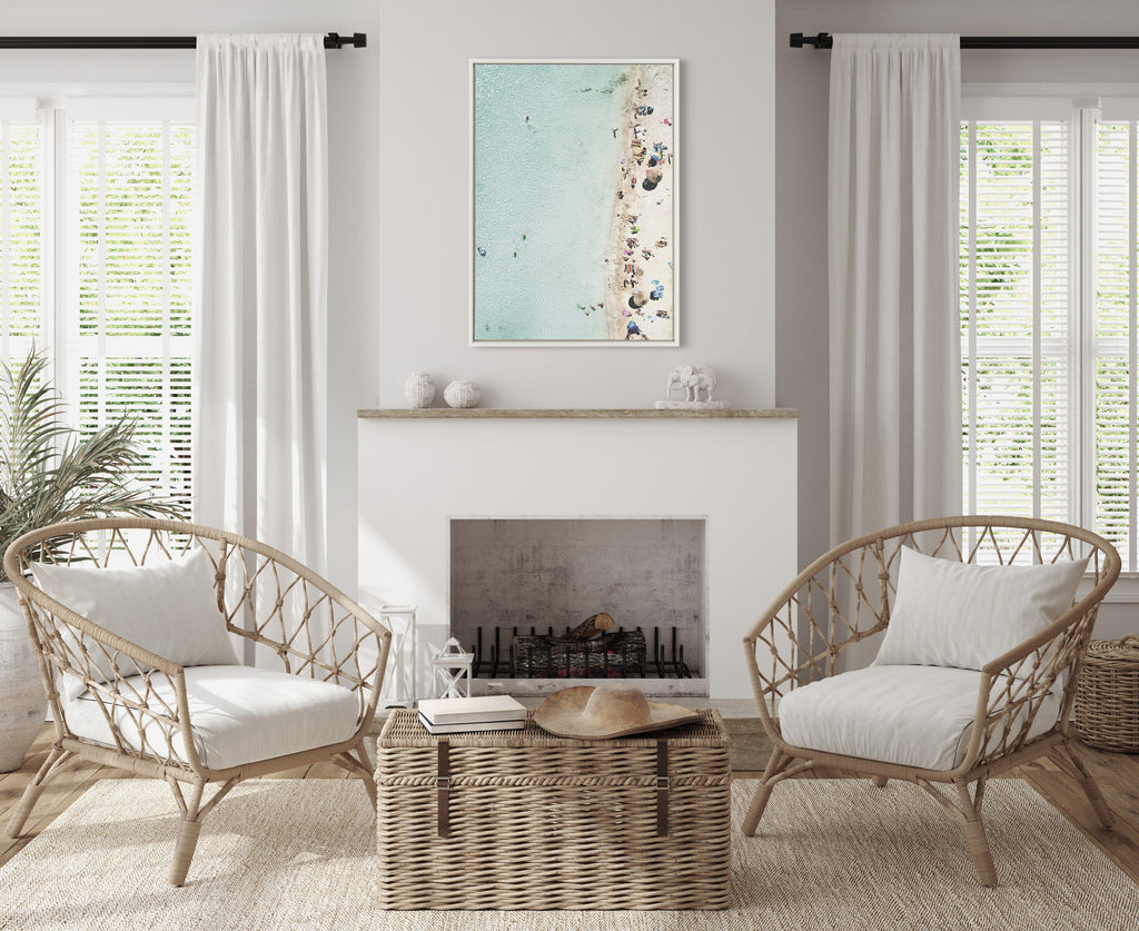 Sylvie Turquoise Beach from Above Framed Canvas by Amy Peterson Art Studio