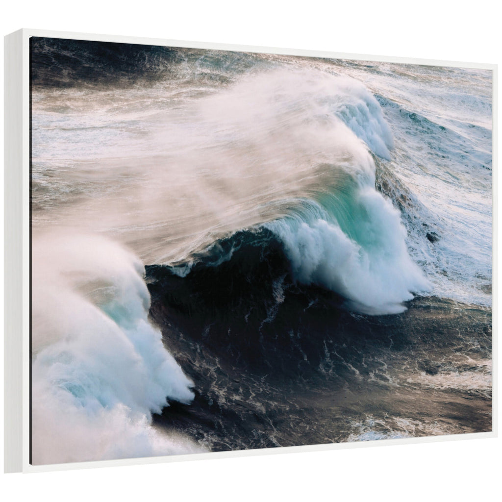 Sylvie Crashing Waves on the Portuguese Coast Framed Canvas by Michael Schauer