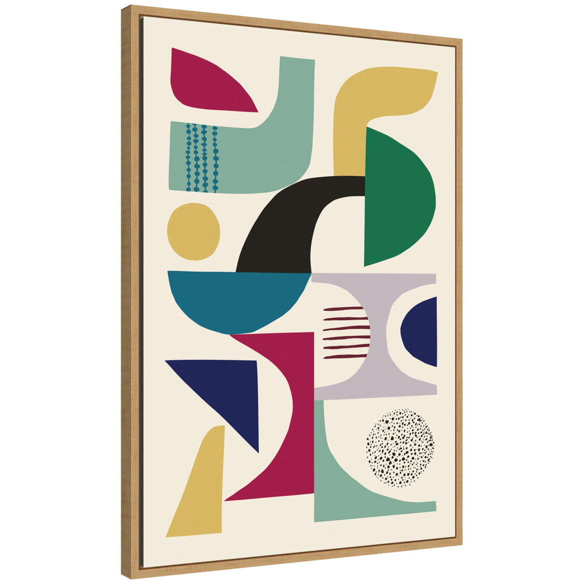 Sylvie MCM Retro Abstract Patttern Framed Canvas by Rachel Lee