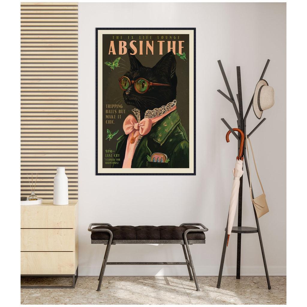 WG Absinthe Kitty by The Whiskey Ginger Framed Canvas Wall Art Print