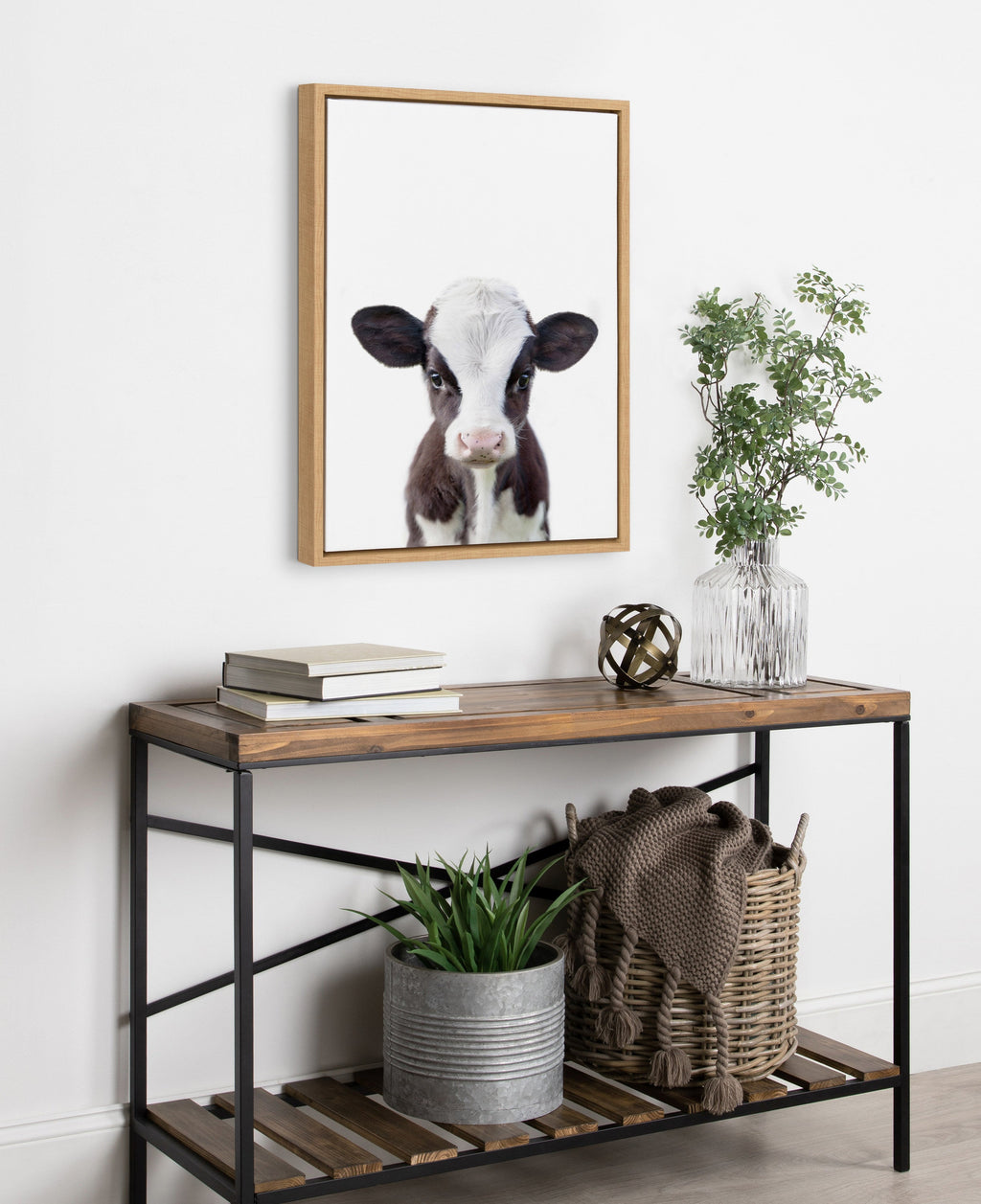 Sylvie Baby Cow Portrait Framed Canvas by Amy Peterson