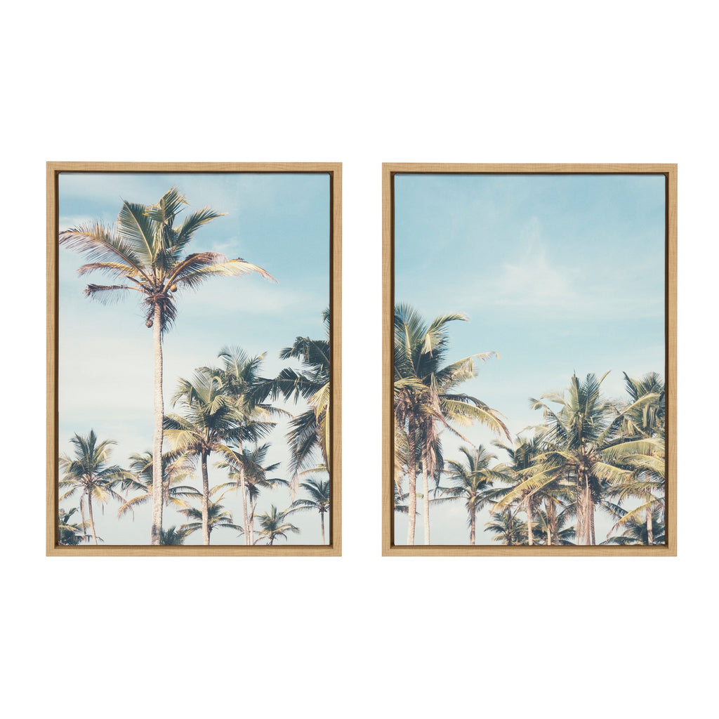 Sylvie Coastal Coconut Palm Tree Beach Framed Canvas Set by The Creative Bunch Studio