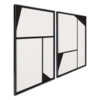 Sylvie Sleek Luxe Minimalist Black and White Abstract Framed Canvas Art Set by The Creative Bunch Studio