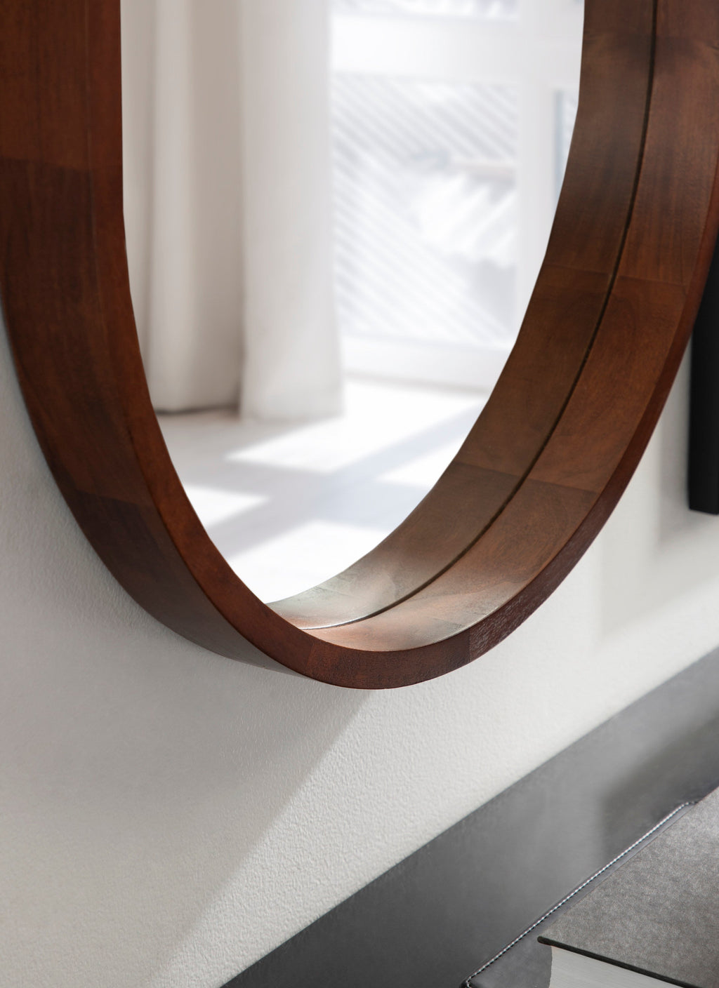 Hutton Wood Framed Capsule Mirror
