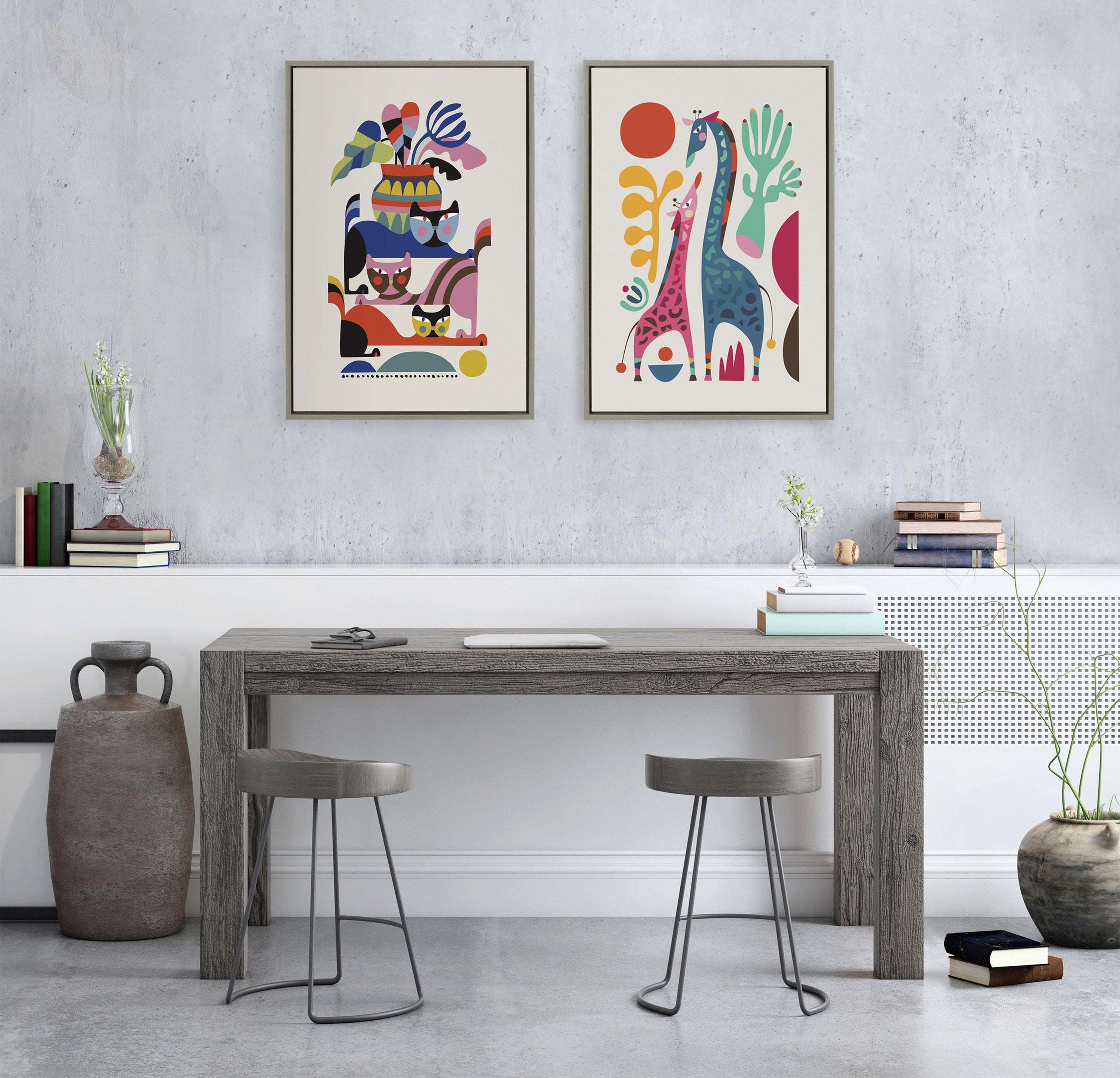 Sylvie 3 Cats Framed Canvas by Rachel Lee of My Dream Wall
