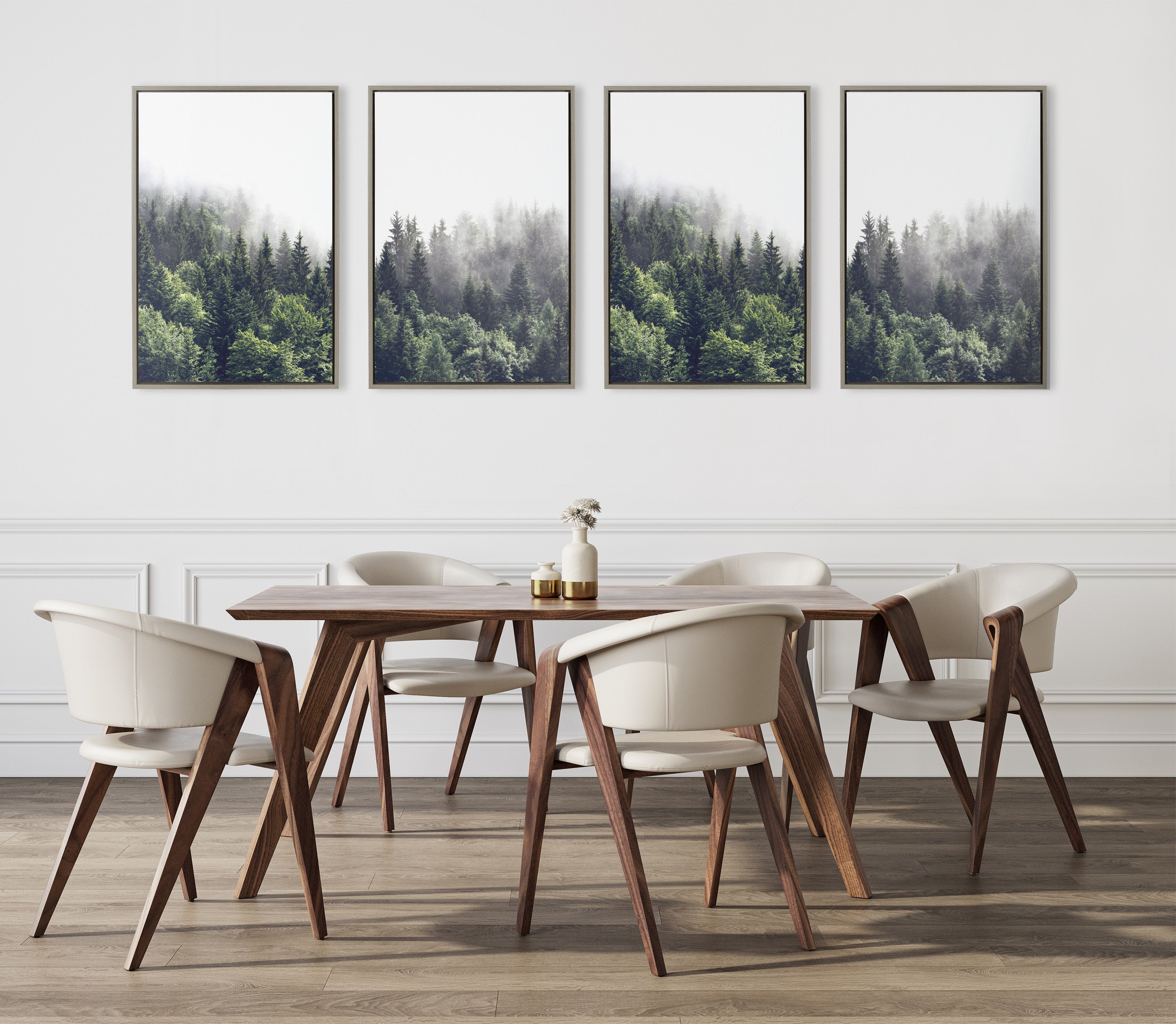 Sylvie Lush Green Forest on a Foggy Day Framed Canvas Set by The Creative Bunch Studio