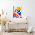 Sylvie Retro Coastal Mom and Baby Whales Framed Canvas by Rachel Lee