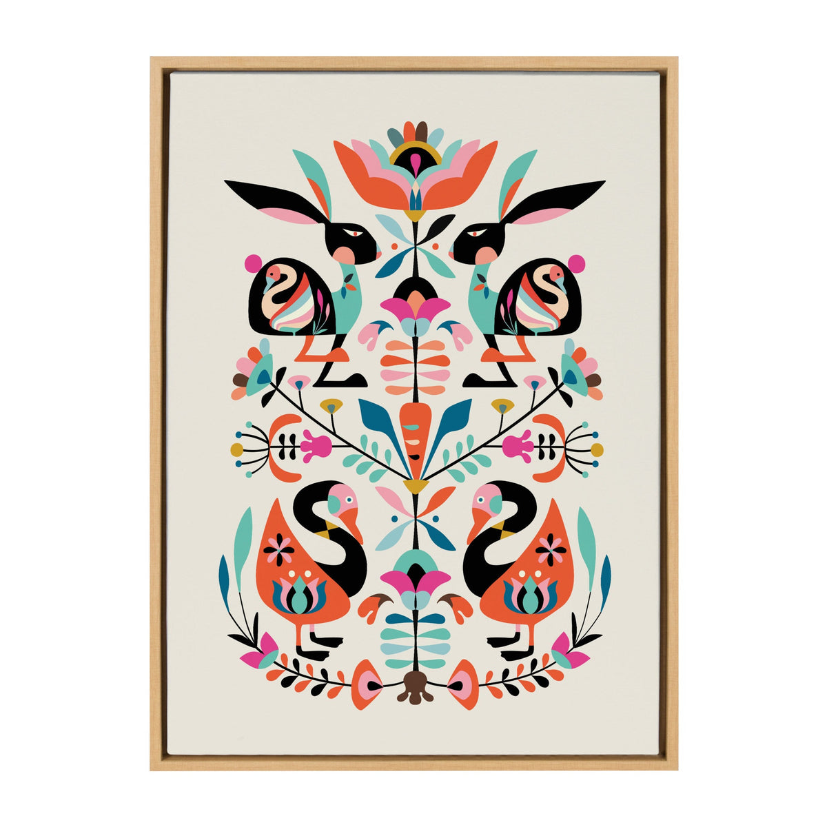 Sylvie Floral Bunny Framed Canvas By Rachel Lee of My Dream Wall